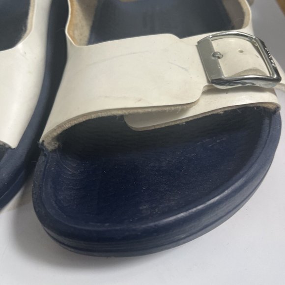 Betula Birkenstock Size 40 Sandals Flip Flop White Navy Waterproof - Picture 3 of 7